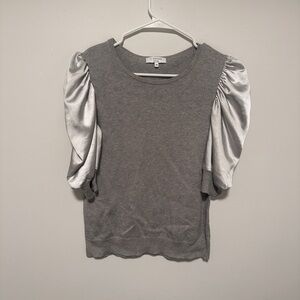 Gray silk puff Sleeve Women's Top